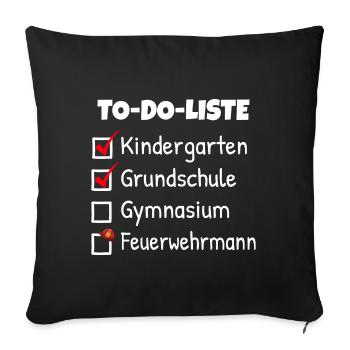 Geburtstaggeschenk Feuerwehrman Einschulung junge - Sofakissenbezug 45 x 45 cm - Schwarz - Vorne