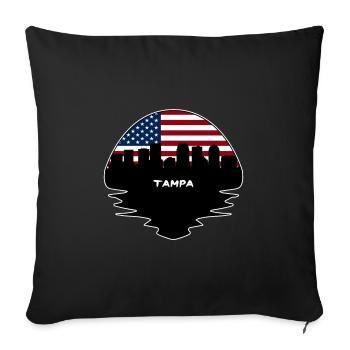 Tampa Florida Usa Flag Skyline Silhouette Travel - Sofa pillowcase 17,3'' x 17,3'' (45 x 45 cm) - black - Front