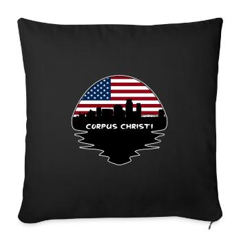 Corpus Christi Texas Usa Flag Skyline Silhouette T - Sofa pillowcase 17,3'' x 17,3'' (45 x 45 cm) - black - Front