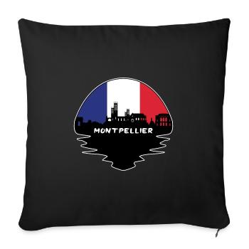 Montpellier France Drapeau Skyline Voyage Silhouette - Housse de coussin décorative 45 x 45 cm - noir - Devant