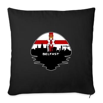 Belfast Northern Ireland Flag Skyline Silhouette T - Sofa pillowcase 17,3'' x 17,3'' (45 x 45 cm) - black - Front
