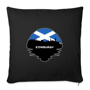 Édimbourg, Écosse, drapeau, horizon, silhouette, voyage - Housse de coussin décorative 45 x 45 cm - noir - Devant