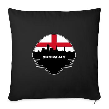 Birmingham Angleterre Drapeau Skyline Voyage Silhouette - Housse de coussin décorative 45 x 45 cm - noir - Devant
