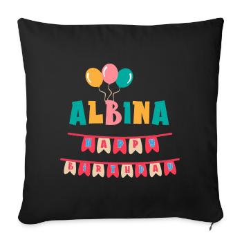 T-shirt Albina joyeux anniversaire joyeux anniversaire - Housse de coussin décorative 45 x 45 cm - noir - Devant