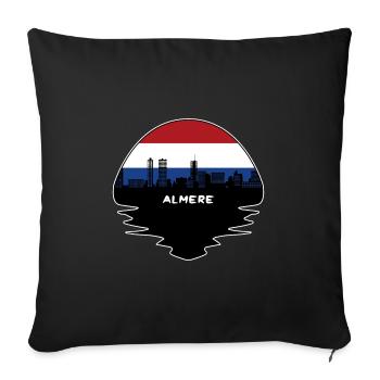 Almere Pays-Bas Flag Skyline Silhouette Voyage - Housse de coussin décorative 45 x 45 cm - noir - Devant