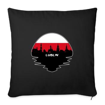 Lublin Pologne Drapeau Skyline Silhouette Travel - Housse de coussin décorative 45 x 45 cm - noir - Devant