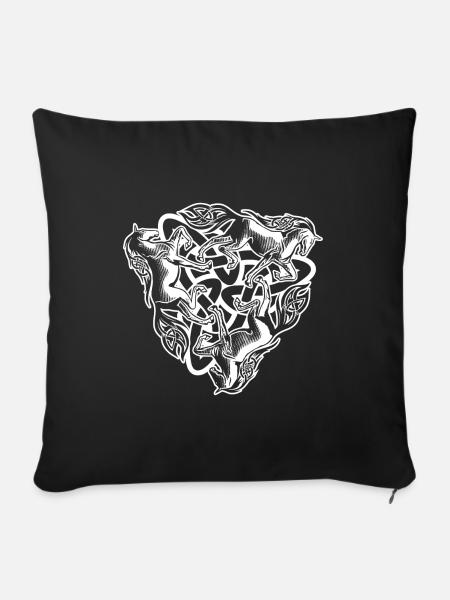 Keltische Pferde - Sofakissenbezug 45 x 45 cm - Schwarz