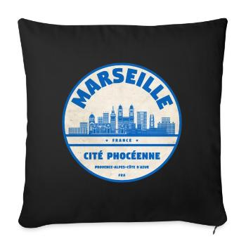 Marseille - Housse de coussin décorative 45 x 45 cm - noir - Devant