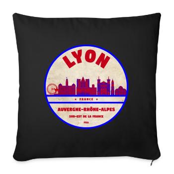 Écusson de la Skyline Vintage de Lyon - Housse de coussin décorative 45 x 45 cm - noir - Devant