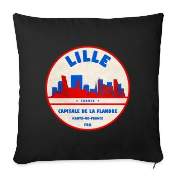Lille Skyline Retro Badge - Sofa pillowcase 17,3'' x 17,3'' (45 x 45 cm) - black - Front