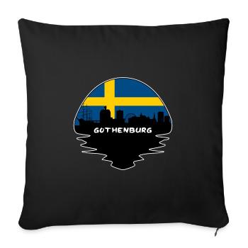 Göteborg Suède Flag Skyline Silhouette Voyage - Housse de coussin décorative 45 x 45 cm - noir - Devant