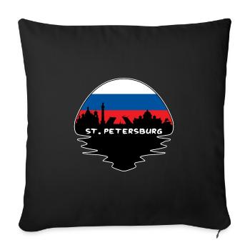 St.Petersburg Russia Flag Skyline Silhouette Trave - Sofa pillowcase 17,3'' x 17,3'' (45 x 45 cm) - black - Front