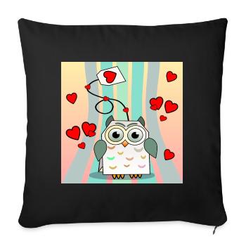Valentine's Day Animals - Tea Bags Owls - Sofa pillowcase 17,3'' x 17,3'' (45 x 45 cm) - black - Front