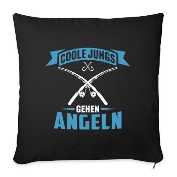 coole jungs gehen angeln angler fischer kinder - Sofakissenbezug 45 x 45 cm - Schwarz - Vorne