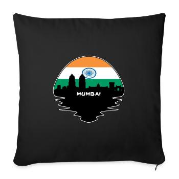 Mumbai Inde Flag Skyline Silhouette Voyage - Housse de coussin décorative 45 x 45 cm - noir - Devant