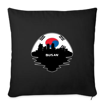 Busan Corée du Sud Flag Skyline Silhouette Voyage - Housse de coussin décorative 45 x 45 cm - noir - Devant
