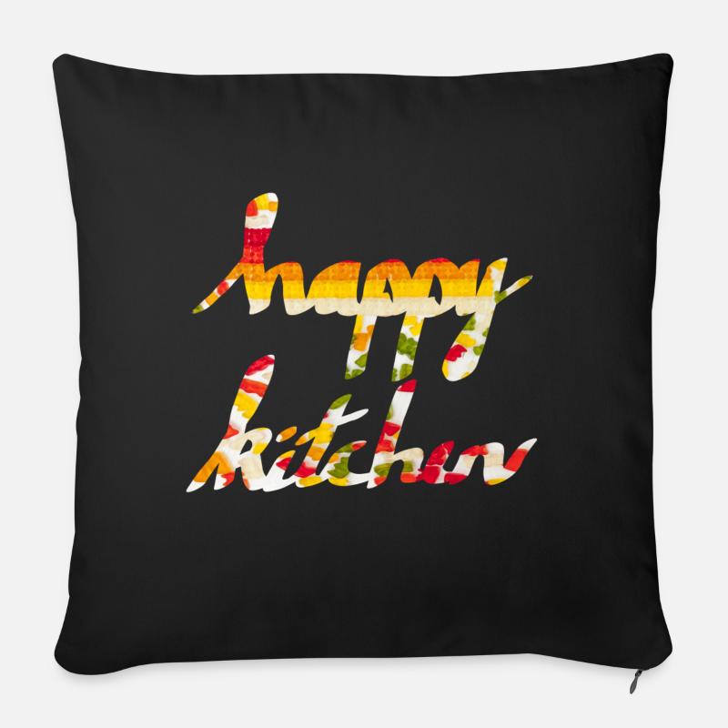 Glückliche Küche - Sofakissenbezug 45 x 45 cm - Schwarz