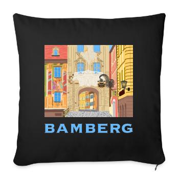 Bamberg, Hôtel de Ville, Bavière, Allemagne, dessin - Housse de coussin décorative 45 x 45 cm - noir - Devant