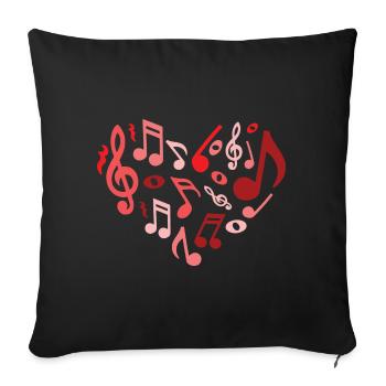 Heart of Musical Notes in Red and Pink - Sofa pillowcase 17,3'' x 17,3'' (45 x 45 cm) - black - Front