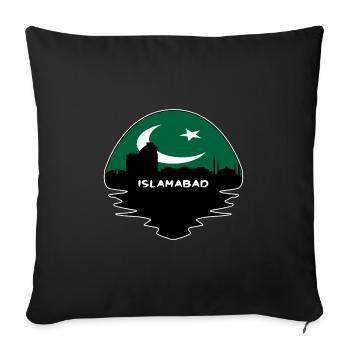 Islamabad Pakistan Flag Skyline Silhouette Voyage - Housse de coussin décorative 45 x 45 cm - noir - Devant