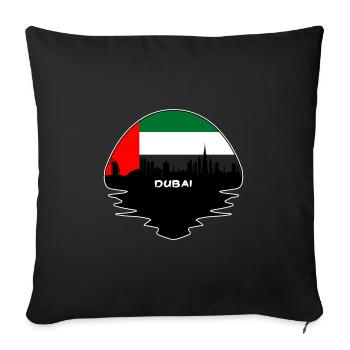 Dubai VAE Flagge Skyline Silhouette Reisen - Sofakissenbezug 45 x 45 cm - Schwarz - Vorne