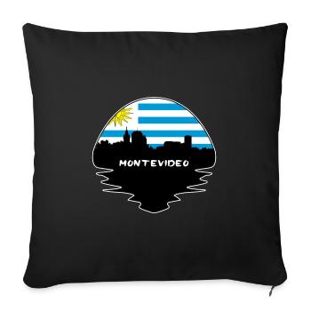 Montevideo Uruguay Flag Skyline Silhouette Voyage - Housse de coussin décorative 45 x 45 cm - noir - Devant