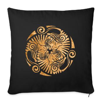 Sleeping kittens, gold - Sofa pillowcase 17,3'' x 17,3'' (45 x 45 cm) - black - Front