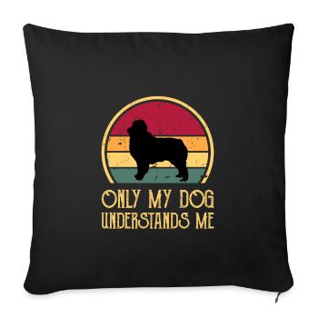 Austrealian Shephard Dog Silhouette Retro Sunset - Sofa pillowcase 17,3'' x 17,3'' (45 x 45 cm) - black - Front