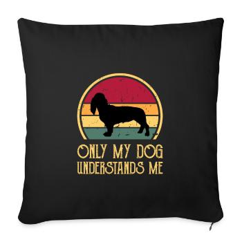 Basset Artesien Normand Dog Silhouette Retro Sun - Sofa pillowcase 17,3'' x 17,3'' (45 x 45 cm) - black - Front