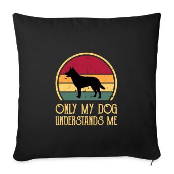 Australian Kelpie Dog Love Silhouette Retro Sunset - Sofa pillowcase 17,3'' x 17,3'' (45 x 45 cm) - black - Front