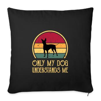 American Hairless Terrier Dog Silhouette Retro - Housse de coussin décorative 45 x 45 cm - noir - Devant