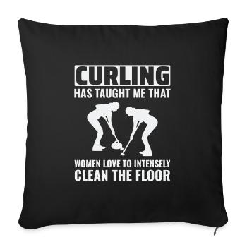 Curling Sweeping Fan Winter Ice Sport Curler Funny - Sofa pillowcase 17,3'' x 17,3'' (45 x 45 cm) - black - Front