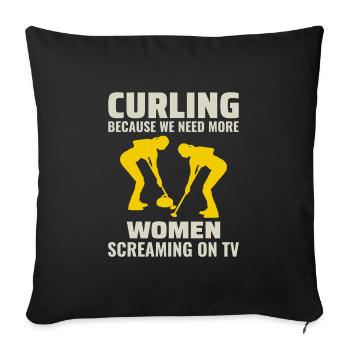 Curling Sweeping Fan Winter Ice Sport Curler Funny - Sofa pillowcase 17,3'' x 17,3'' (45 x 45 cm) - black - Front