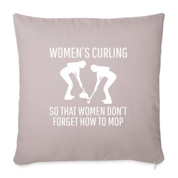 Curling Sweeping Fan Winter Ice Sport Curler Drôle - Housse de coussin décorative 45 x 45 cm - taupe clair - Devant