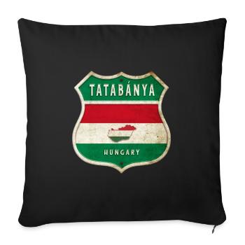 Design du drapeau de Tatabánya (Hongrie) - Housse de coussin décorative 45 x 45 cm - noir - Devant