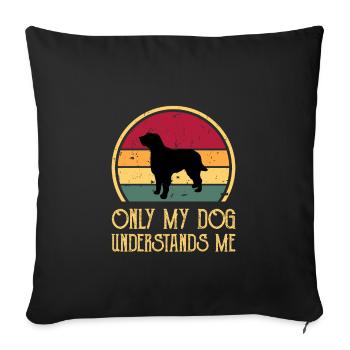 Briquet Griffon Vendeen Dog Silhouette Retro Sun - Housse de coussin décorative 45 x 45 cm - noir - Devant