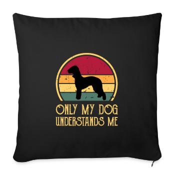 Bedlington Terrier Dog Silhouette Retro Sunset - Sofa pillowcase 17,3'' x 17,3'' (45 x 45 cm) - black - Front