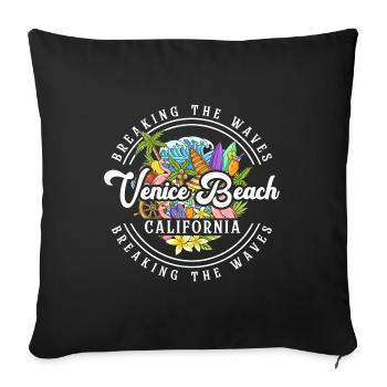 Holiday Waves Surfing Sandy Beach - Sofa pillowcase 17,3'' x 17,3'' (45 x 45 cm) - black - Front