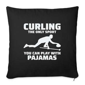 Curling Sweeping Fan Winter Ice Sport Curler Funny - Sofa pillowcase 17,3'' x 17,3'' (45 x 45 cm) - black - Front