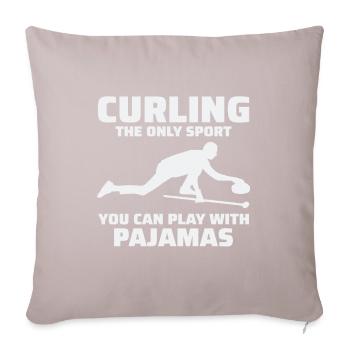 Curling Sweeping Fan Winter Ice Sport Curler Drôle - Housse de coussin décorative 45 x 45 cm - taupe clair - Devant