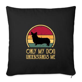 Corgi Dog Silhouette Vintage Sunset for Dog Lovers - Sofa pillowcase 17,3'' x 17,3'' (45 x 45 cm) - black - Front