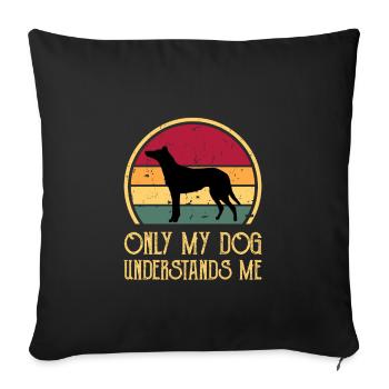 Collie Smooth Dog Lover Silhouette Vintage Sunset - Sofa pillowcase 17,3'' x 17,3'' (45 x 45 cm) - black - Front