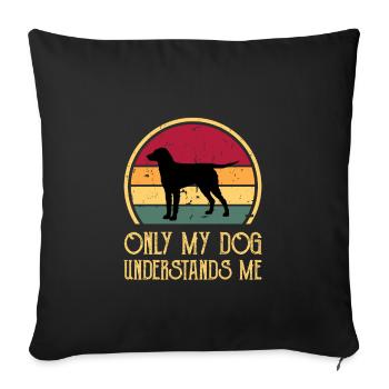 Curly Coated Retriever Hund Silhouette Retro Sonnenuntergang - Sofakissenbezug 45 x 45 cm - Schwarz - Vorne
