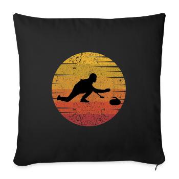 Curling Sweeping Winter Ice Sport Retro Vintage - Sofa pillowcase 17,3'' x 17,3'' (45 x 45 cm) - black - Front