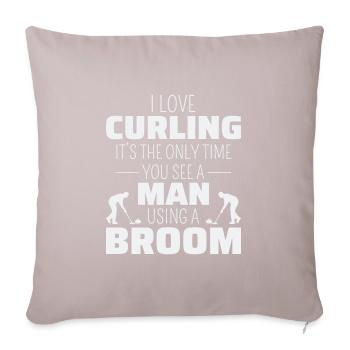 Curling Sweeping Fan Winter Ice Sport Curler Drôle - Housse de coussin décorative 45 x 45 cm - taupe clair - Devant