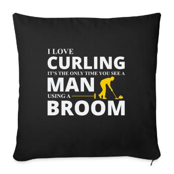 Curling Sweeping Fan Winter Ice Sport Curler Funny - Sofa pillowcase 17,3'' x 17,3'' (45 x 45 cm) - black - Front