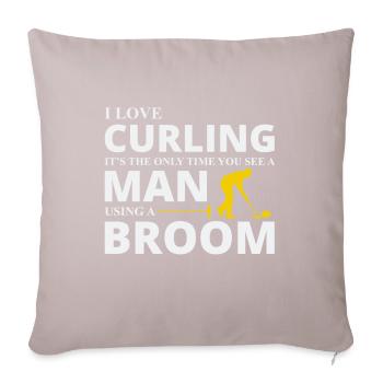 Curling Sweeping Fan Winter Ice Sport Curler Drôle - Housse de coussin décorative 45 x 45 cm - taupe clair - Devant