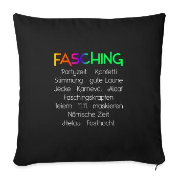 Faschingszeit - Partyzeit - Sofakissenbezug 45 x 45 cm - Schwarz - Vorne