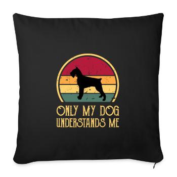 Schnauzer Géant Chien Amour Silhouette Vintage Coucher de Soleil - Housse de coussin décorative 45 x 45 cm - noir - Devant