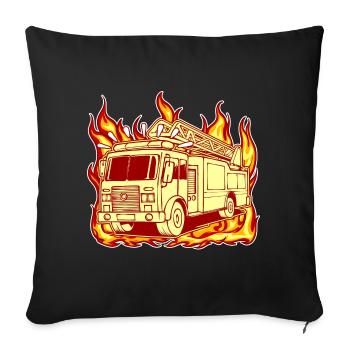 Fire Burning Fire Brigade Fire Engine Fire Protection - Sofa pillowcase 17,3'' x 17,3'' (45 x 45 cm) - black - Front